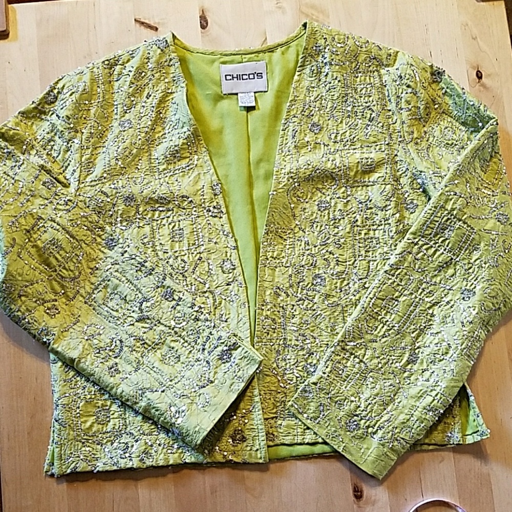 CHICO'S embroidered sequin jacket